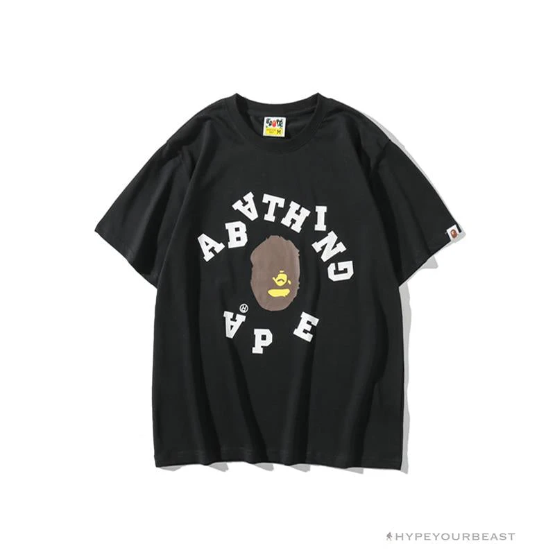 BAPE Messy Letters Upside Down Little Ape Head Tee Shirt 'BLACK' 1 BAPE Messy Letters Upside Down Little Ape Head Tee Shirt 'BLACK'