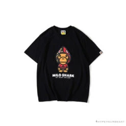 BAPE Baby Milo Red Shark Hat Little Monkey Tee Shirt 'BLACK'