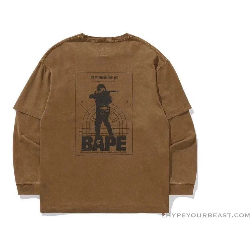 Bape Long Sleeve Tee Shirt Brown 9 Bape Long Sleeve Tee Shirt Brown - Image 9
