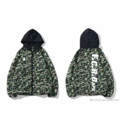 BAPE X FCRB Joint Double Zip Camouflage Hoodie 'GREEN' -Fusion Wear Shop 7cc016d0