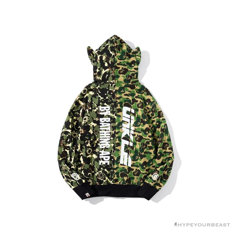 BAPE X UNKLE Camouflage Green Belt Ear Hoodie 2 BAPE X UNKLE Camouflage Green Belt Ear Hoodie - Image 2