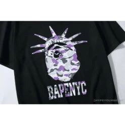BAPE NYC New York Limited Purple Camouflage Ape Head Tee Shirt 'BLACK' -Fusion Wear Shop 80407710