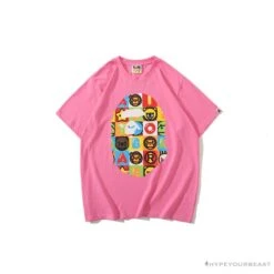 BAPE Baby Milo Color Square Ape Head Tee Shirt 'PINK'