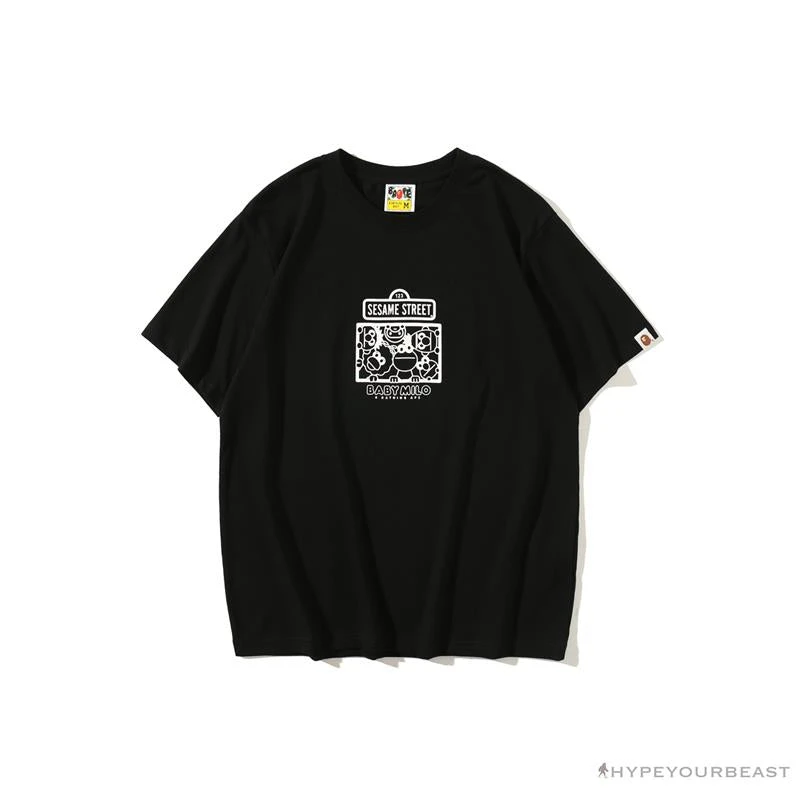 BAPE Baby Milo Sesame Street Plain Tee Shirt 'BLACK' 1 BAPE Baby Milo Sesame Street Plain Tee Shirt 'BLACK'