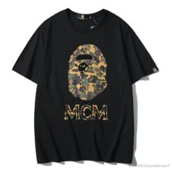 BAPE X MCM Camouflage Ape Head Tee Shirt 'BLACK'