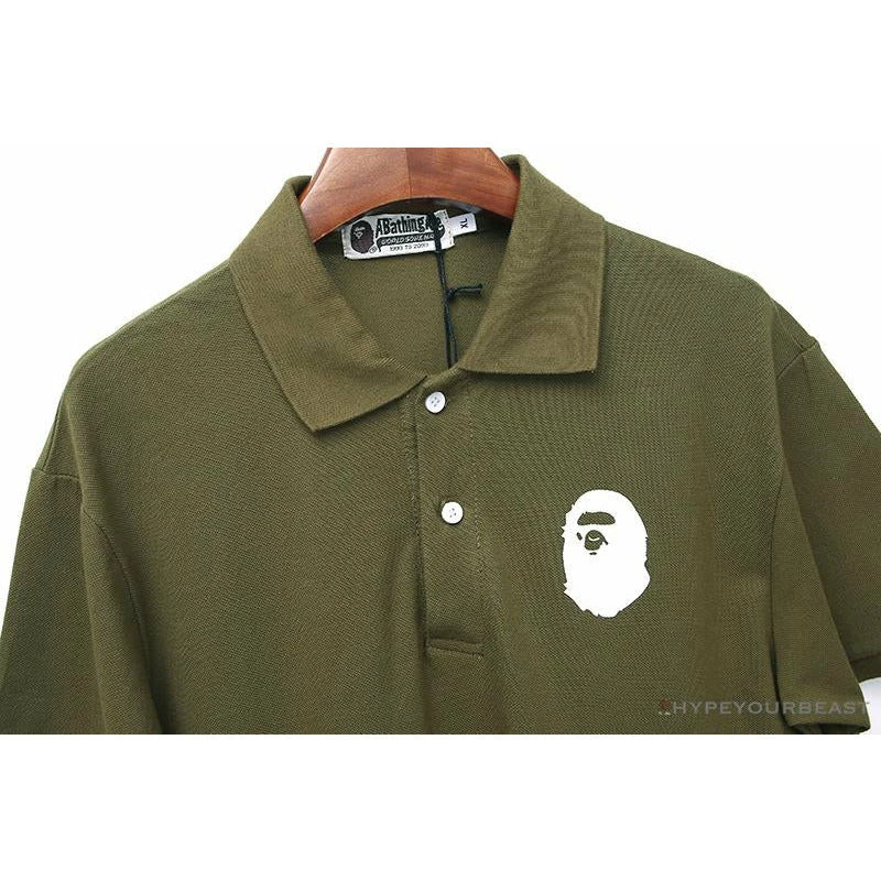 BAPE Classic Ape Head Print Versatile Polo Shirt 'ARMY GREEN' 3 BAPE Classic Ape Head Print Versatile Polo Shirt 'ARMY GREEN' - Image 3