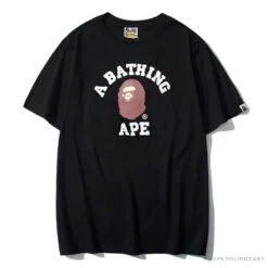 BAPE Classic Basic Ape Man Head English LOGO Tee Shirt 'BLACK'