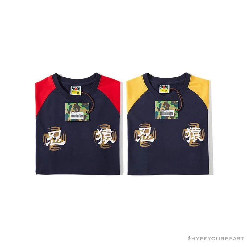 BAPE Japanese Ninja Ape Man Raglan Sleeve Color Block Tee Shirt 'YELLOW' 18 BAPE Japanese Ninja Ape Man Raglan Sleeve Color Block Tee Shirt 'YELLOW' - Image 18