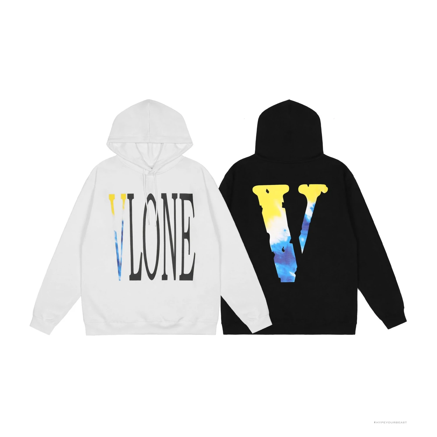 Vlone Hoodie Blue Yellow Logo (White) 2 Vlone Hoodie Blue Yellow Logo (White) - Image 2