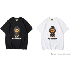BAPE Baby Milo Blue Shark Hat Little Monkey Tee Shirt 'WHITE' -Fusion Wear Shop Capture