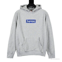 Supreme Bandana Box Logo Hoodie Grey Blue