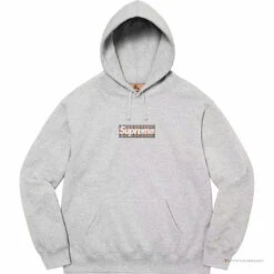 Supreme X Brbrry Box Logo Hoodie Grey