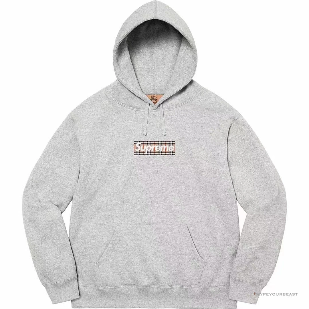 Supreme X Brbrry Box Logo Hoodie Grey 1 Supreme X Brbrry Box Logo Hoodie Grey