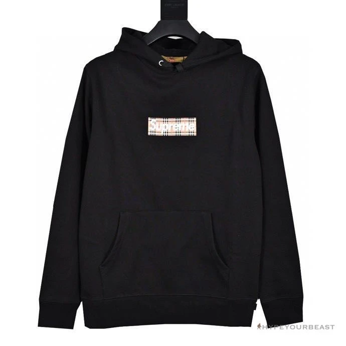 Supreme X Brbrry Box Logo Hoodie Black 1 Supreme X Brbrry Box Logo Hoodie Black