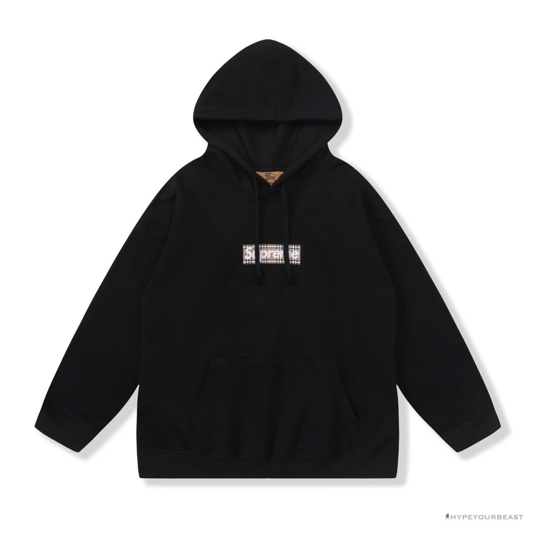 Supreme X Brbrry Box Logo Hoodie Black 3 Supreme X Brbrry Box Logo Hoodie Black - Image 3