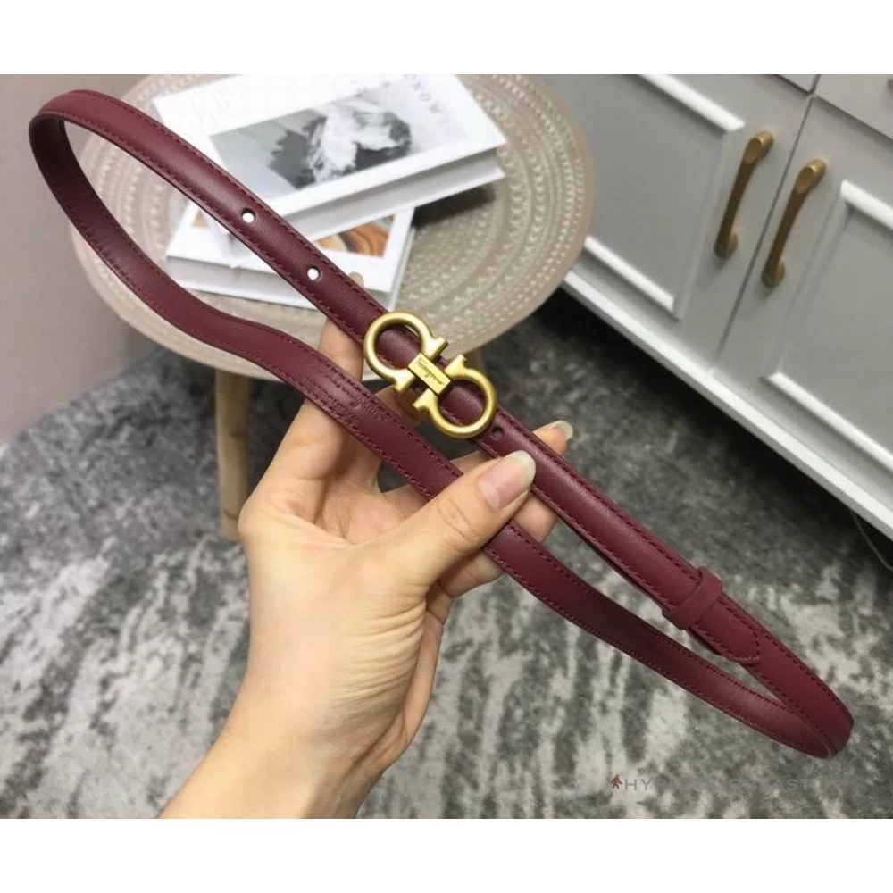 SFG Women's Double G Leather Red Belt 2 SFG Women's Double G Leather Red Belt - Image 2