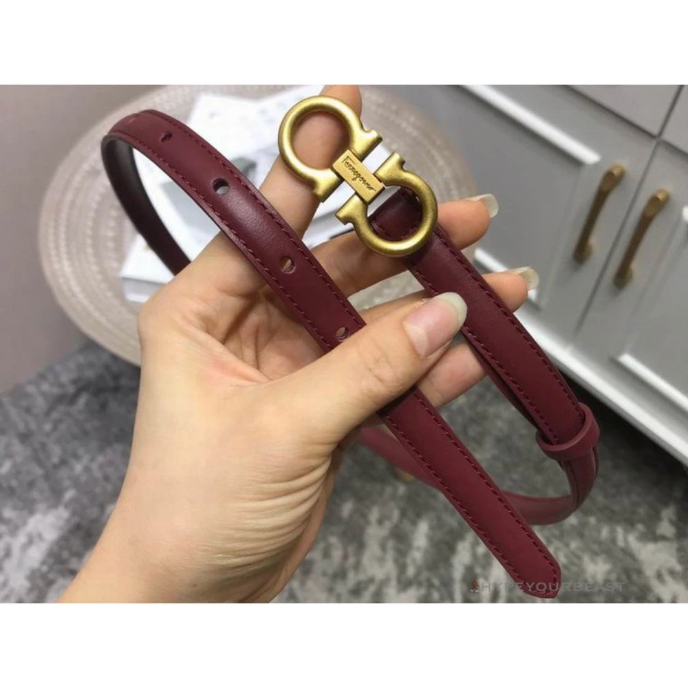 SFG Women's Double G Leather Red Belt 3 SFG Women's Double G Leather Red Belt - Image 3