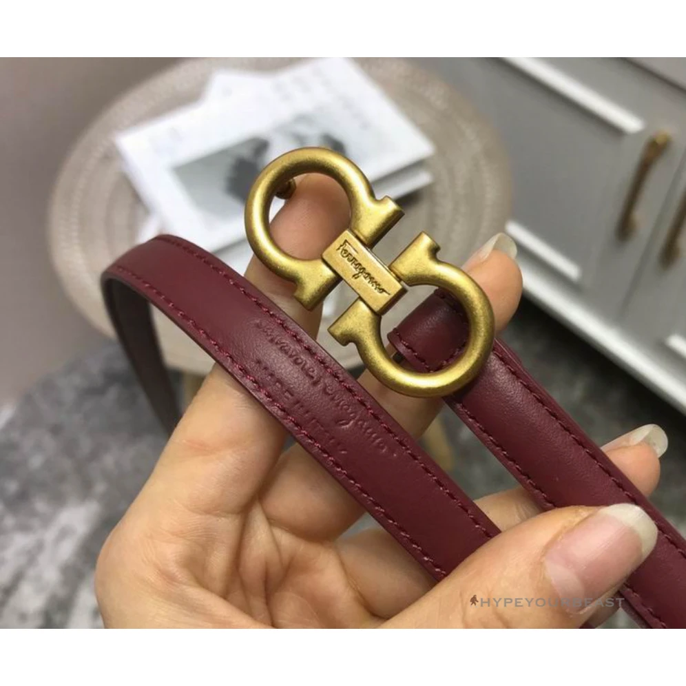 SFG Women's Double G Leather Red Belt 1 SFG Women's Double G Leather Red Belt