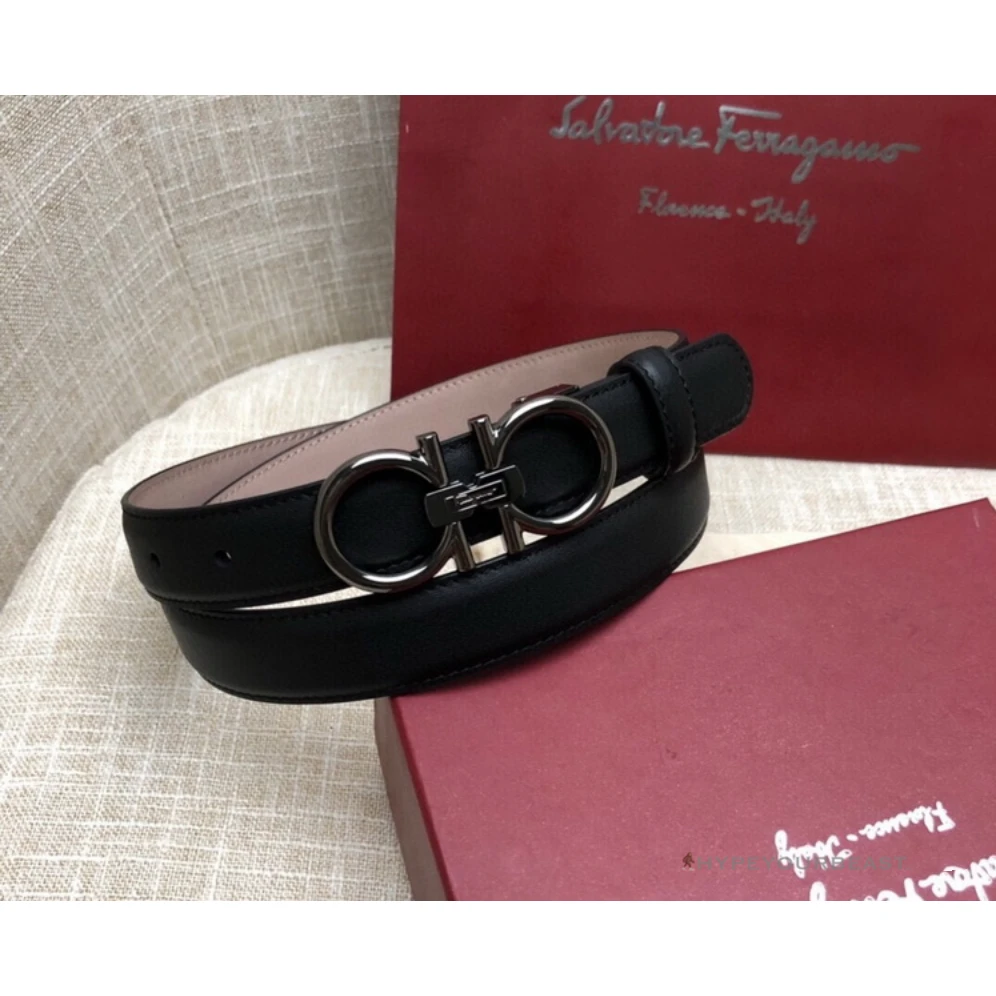 SFG Men's Double G Leather Black Belt 2 SFG Men's Double G Leather Black Belt - Image 2