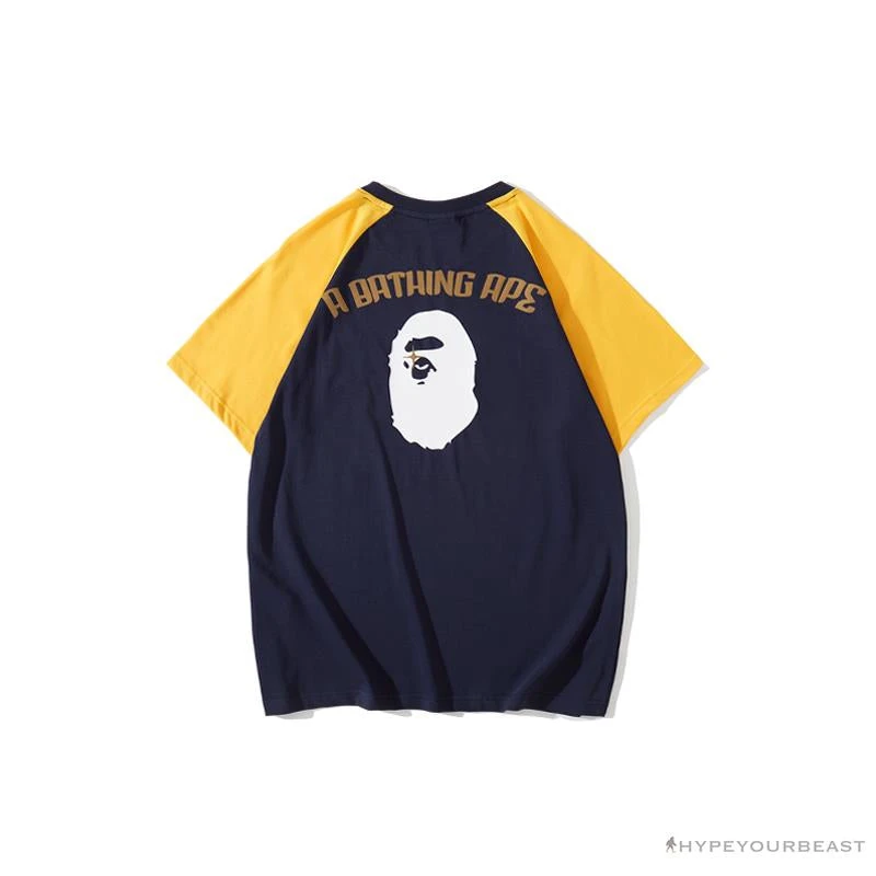 BAPE Japanese Ninja Ape Man Raglan Sleeve Color Block Tee Shirt 'YELLOW' 2 BAPE Japanese Ninja Ape Man Raglan Sleeve Color Block Tee Shirt 'YELLOW' - Image 2