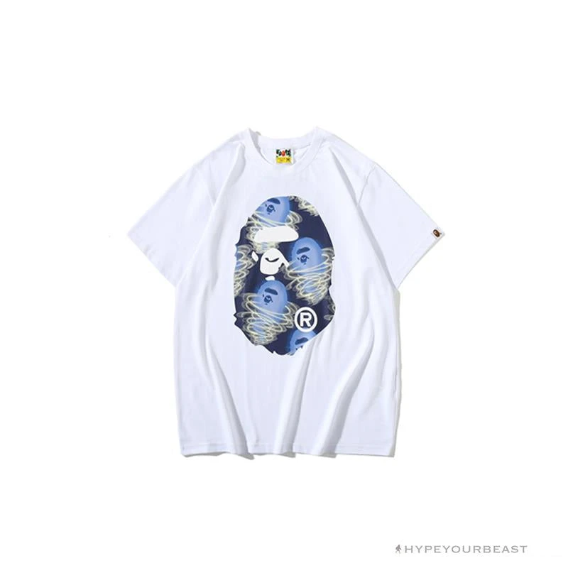 BAPE Blue Ape Head Green Storm Tee Shirt 'WHITE' 1 BAPE Blue Ape Head Green Storm Tee Shirt 'WHITE'