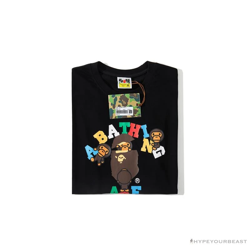 BAPE Baby Milo Color Letter Monkey Tee Shirt 'BLACK' 15 BAPE Baby Milo Color Letter Monkey Tee Shirt 'BLACK' - Image 15