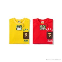 BAPE KIDS Small Net Pocket Ape Man Head Tee Shirt 'RED' -Fusion Wear Shop b76d3afb