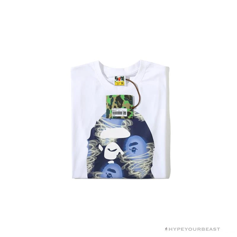 BAPE Blue Ape Head Green Storm Tee Shirt 'WHITE' 3 BAPE Blue Ape Head Green Storm Tee Shirt 'WHITE' - Image 3
