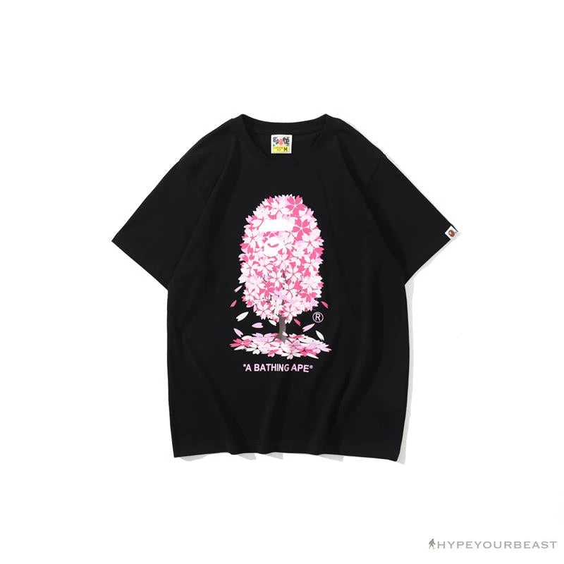 BAPE Japan Limited Edition Pink Cherry Tree Tee Shirt 'BLACK' 1 BAPE Japan Limited Edition Pink Cherry Tree Tee Shirt 'BLACK'