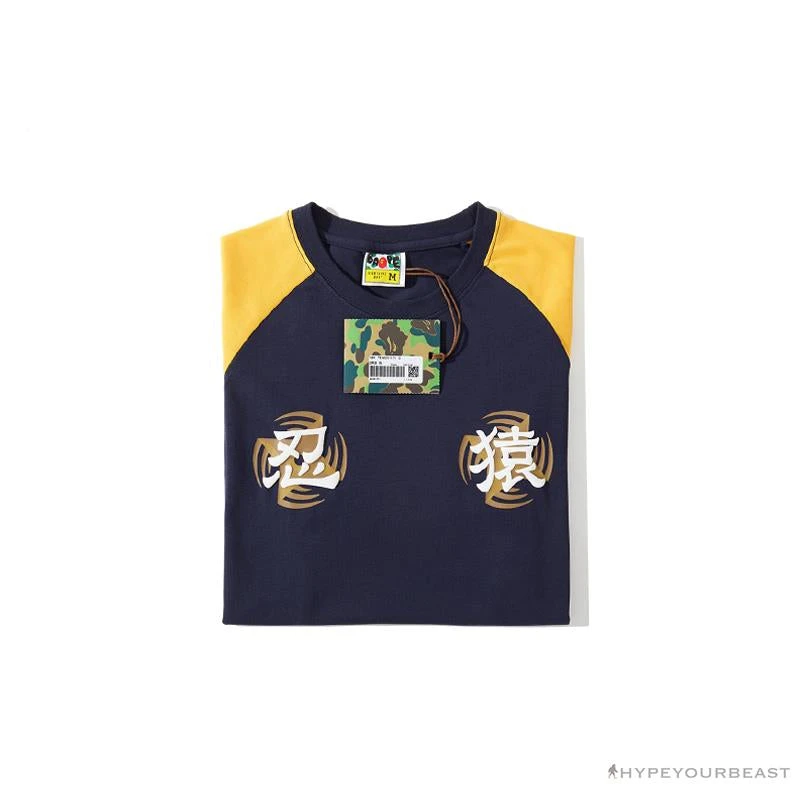 BAPE Japanese Ninja Ape Man Raglan Sleeve Color Block Tee Shirt 'YELLOW' 16 BAPE Japanese Ninja Ape Man Raglan Sleeve Color Block Tee Shirt 'YELLOW' - Image 16