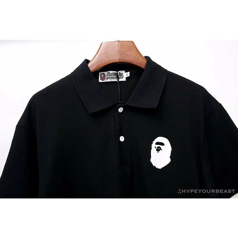 BAPE Classic Ape Head Print Versatile Polo Shirt 'BLACK' 4 BAPE Classic Ape Head Print Versatile Polo Shirt 'BLACK' - Image 4
