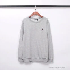 BAPE Classic Ape Head Embroidered Long Sleeve Shirt 'GREY'