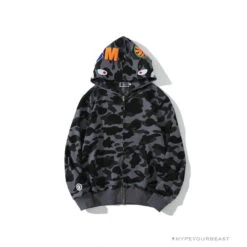 BAPE Camo Hoodie Shark Head 'GREY'