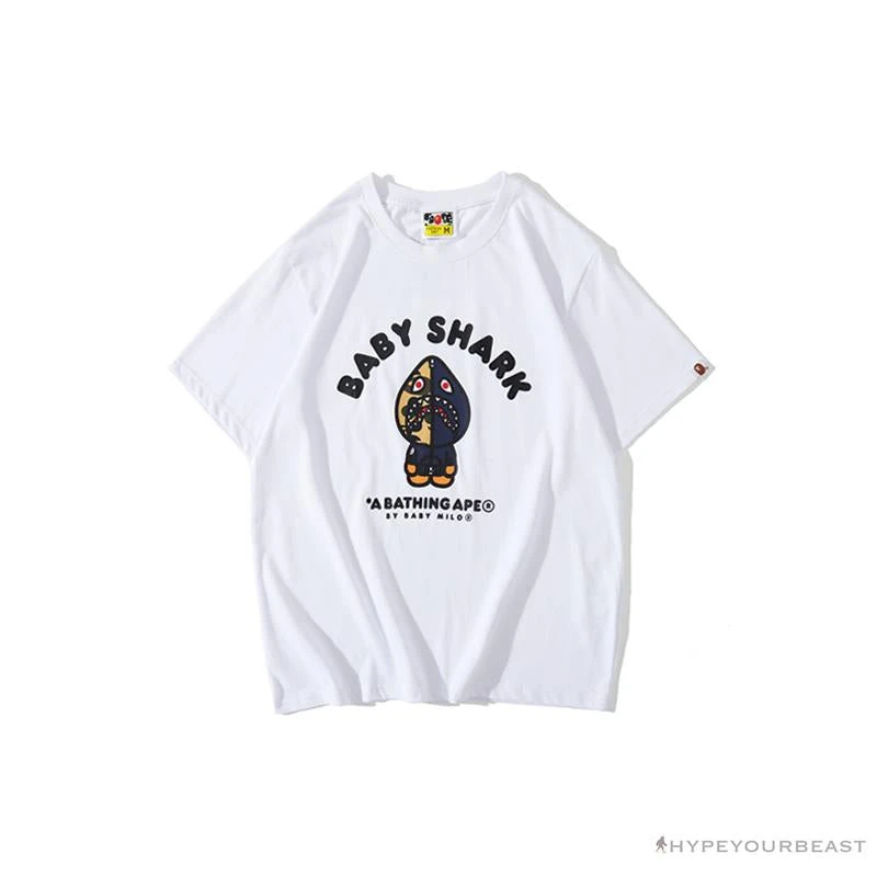 BAPE Baby Shark Blue Shark Tee Shirt 'WHITE' 1 BAPE Baby Shark Blue Shark Tee Shirt 'WHITE'