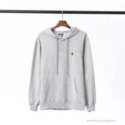BAPE Classic Ape Head Embroidered Standard Cotton Terry Hoodie 'LIGHT GREY'