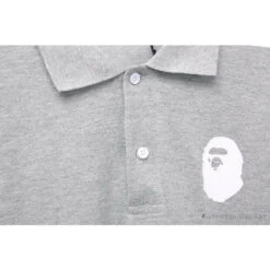 BAPE Classic Ape Head Print Versatile Polo Shirt 'GREY' -Fusion Wear Shop d0131fb7
