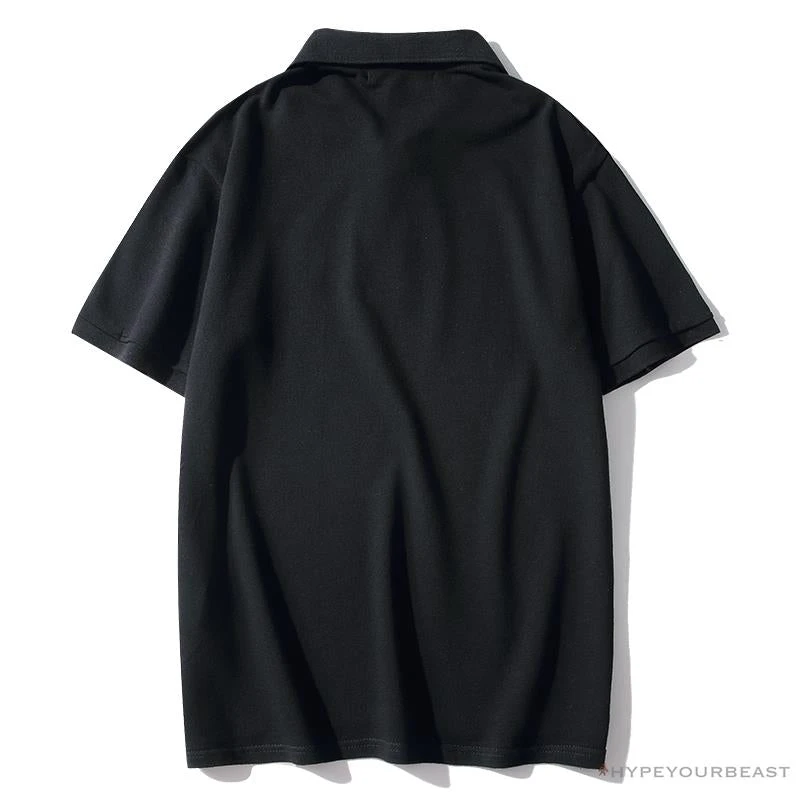 BAPE Solid Color Versatile Embroidered Ape Head Small Badge Polo Shirt 'BLACK' 2 BAPE Solid Color Versatile Embroidered Ape Head Small Badge Polo Shirt 'BLACK' - Image 2