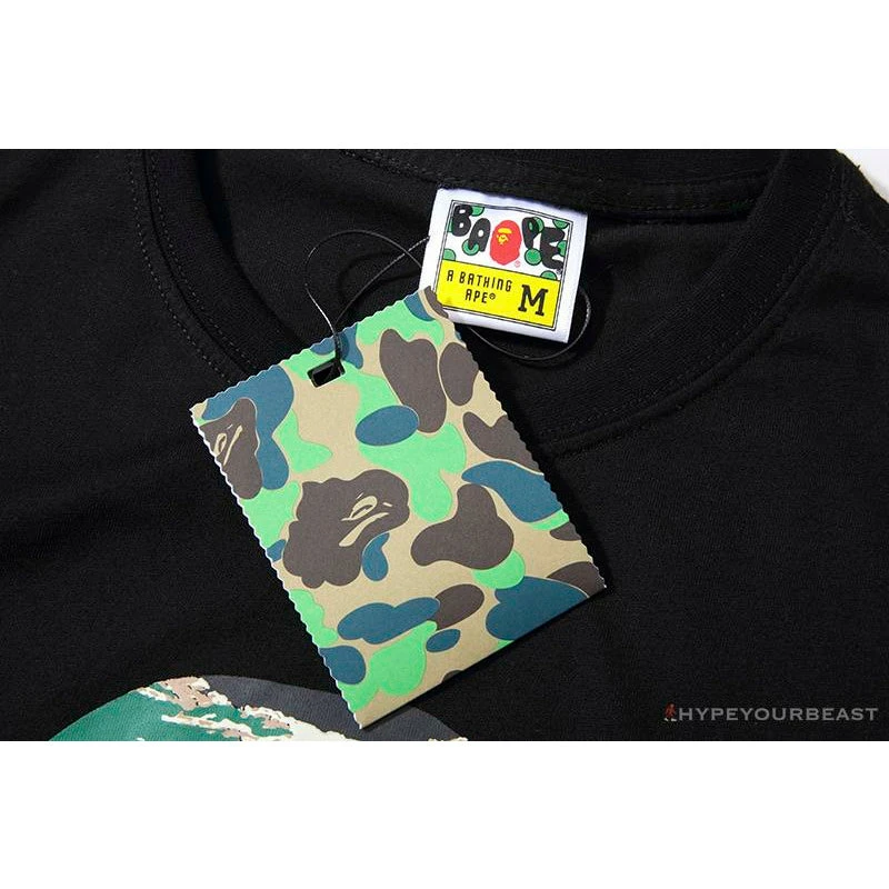BAPE Tiger Pattern Camouflage Ape Man Initial Print Tee Shirt 'BLACK' 5 BAPE Tiger Pattern Camouflage Ape Man Initial Print Tee Shirt 'BLACK' - Image 5