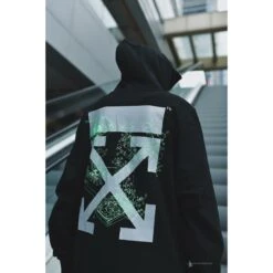 Off White Hoodie Machine Black -Fusion Wear Shop de5534b3
