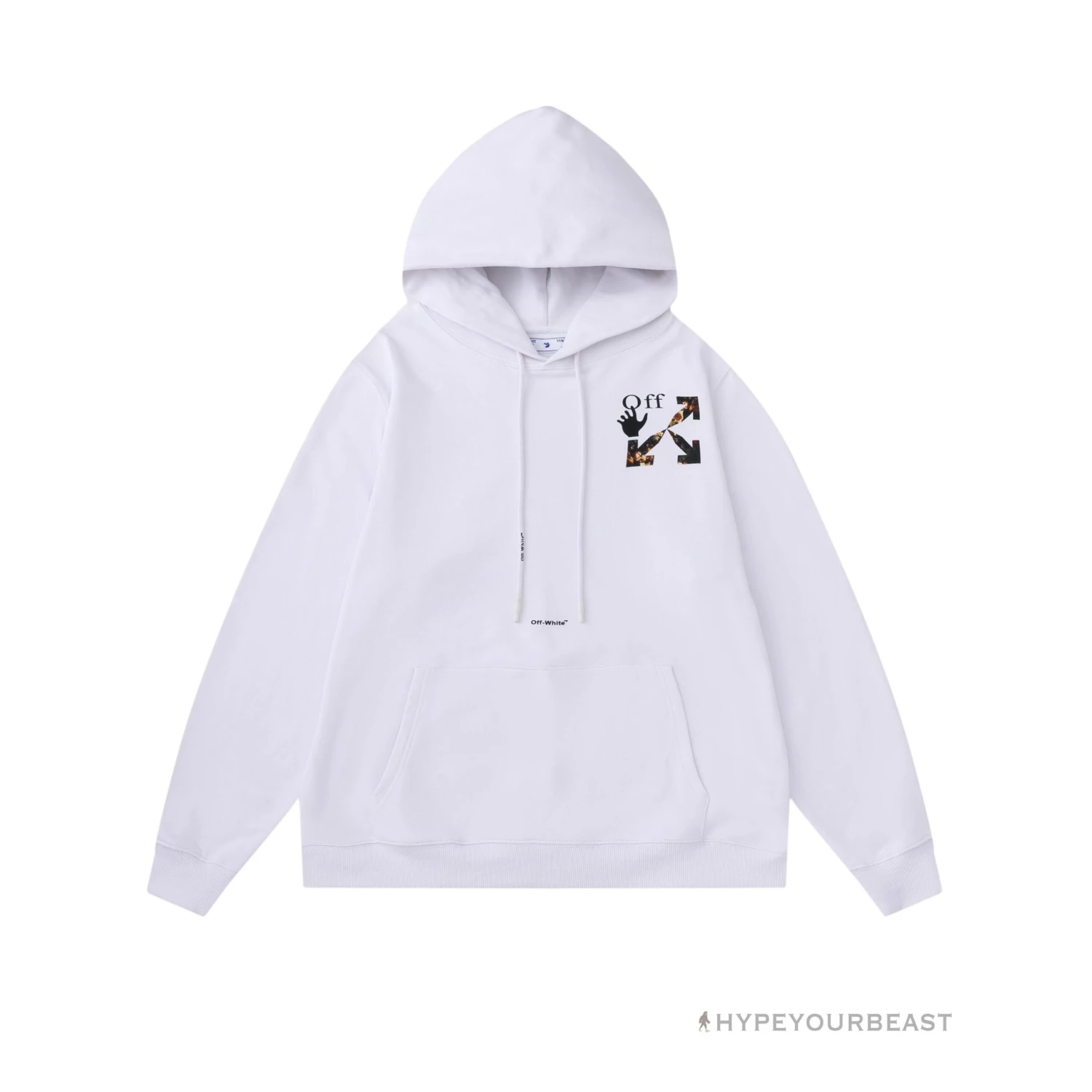 Off White Hoodie Jabba Flower - White 2 Off White Hoodie Jabba Flower - White - Image 2
