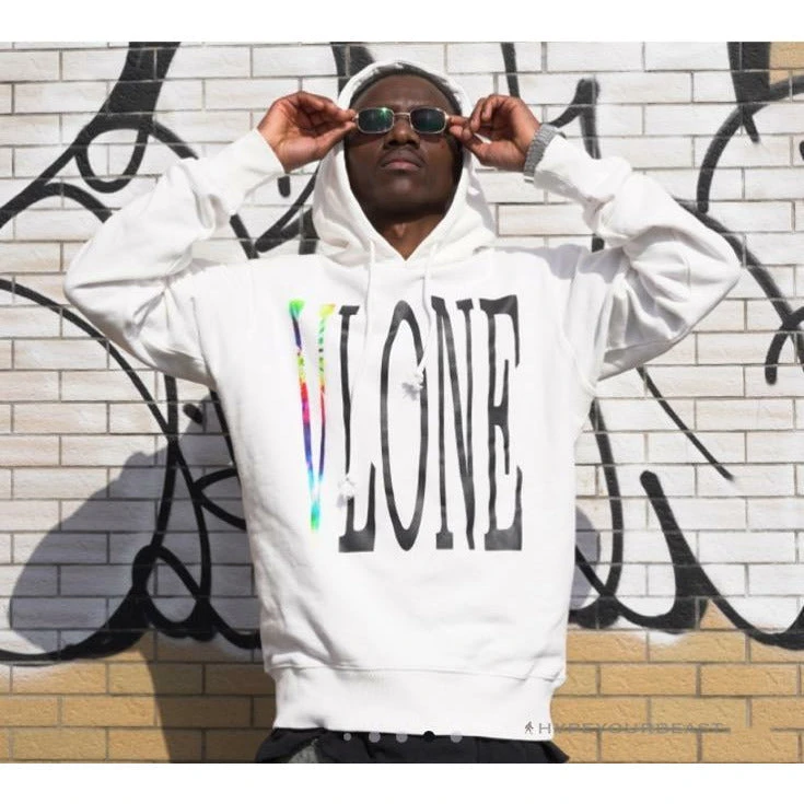 Vlone Hoodie White Rainbow 3 Vlone Hoodie White Rainbow - Image 3