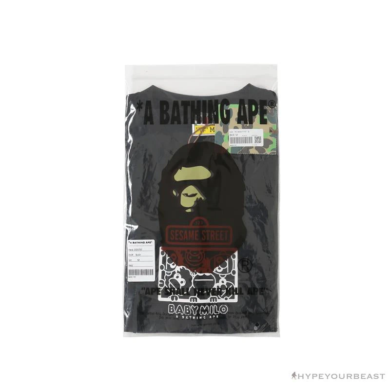 BAPE Baby Milo Sesame Street Plain Tee Shirt 'BLACK' 12 BAPE Baby Milo Sesame Street Plain Tee Shirt 'BLACK' - Image 12