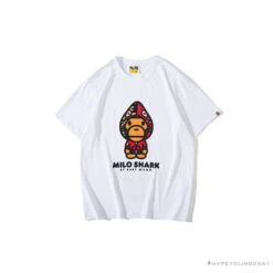 BAPE Baby Milo Red Shark Hat Little Monkey Tee Shirt 'WHITE'