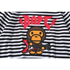 BAPE Baby Milo Rock Bass Player Striped Tee Shirt 'BLACK' -Fusion Wear Shop f4f8a0f2