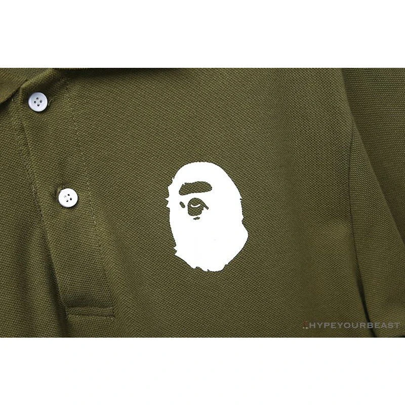 BAPE Classic Ape Head Print Versatile Polo Shirt 'ARMY GREEN' 4 BAPE Classic Ape Head Print Versatile Polo Shirt 'ARMY GREEN' - Image 4